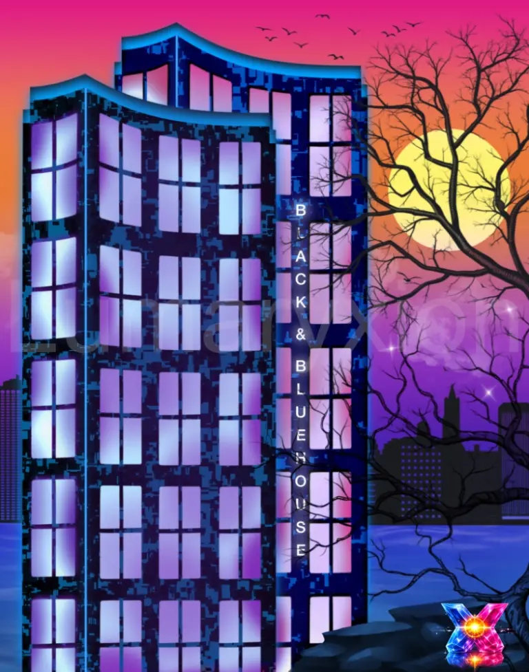 Black & Blue House Wall Art - Lumaryxion