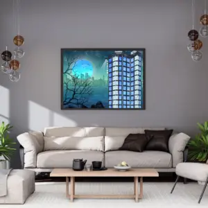 Moonlit Azure Hotel - Futuristische Stadtkunst