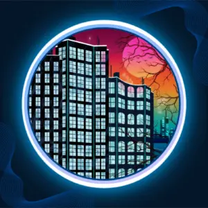 Neon Moon Cityscape - Lumaryxion
